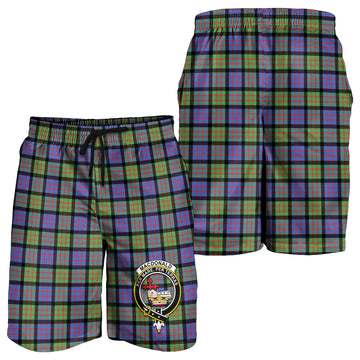 MacDonald Ancient Tartan Mens Shorts with Family Crest