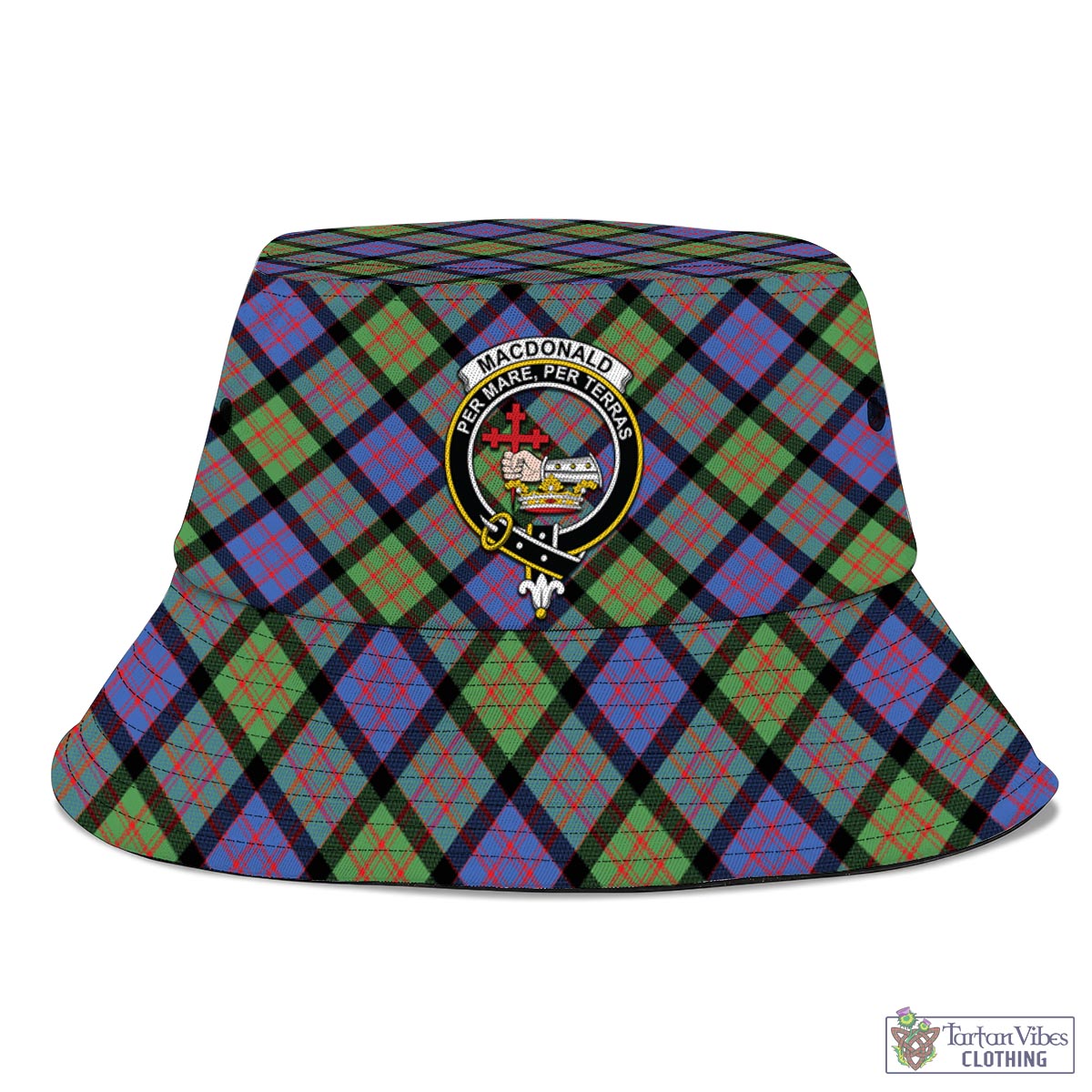 Tartan Vibes Clothing MacDonald Ancient Tartan Bucket Hat with Family Crest