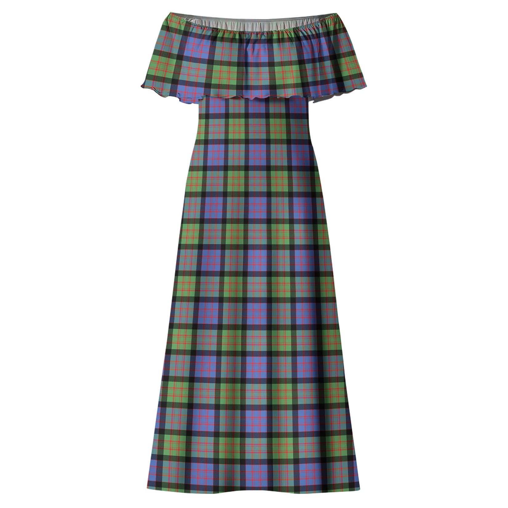 MacDonald Ancient Tartan Off Shoulder Long Dress - Tartanvibesclothing