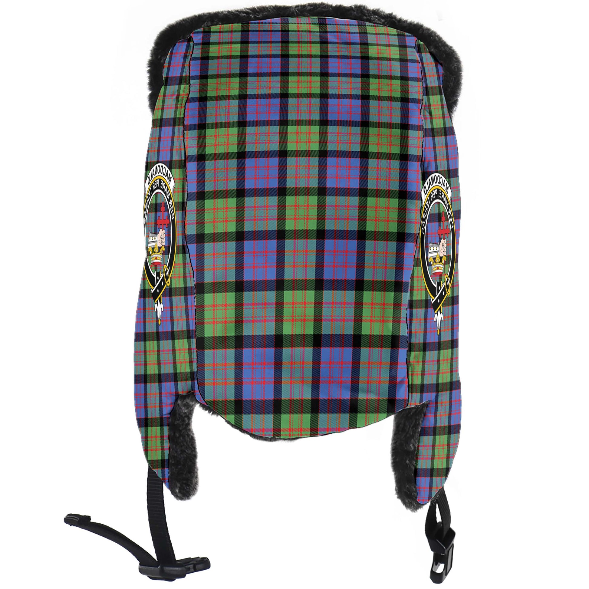 MacDonald Ancient Tartan Winter Trapper Hat with Family Crest - Tartanvibesclothing