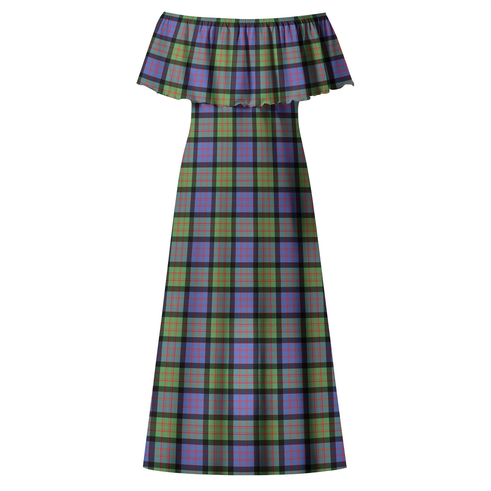 MacDonald Ancient Tartan Off Shoulder Long Dress - Tartanvibesclothing