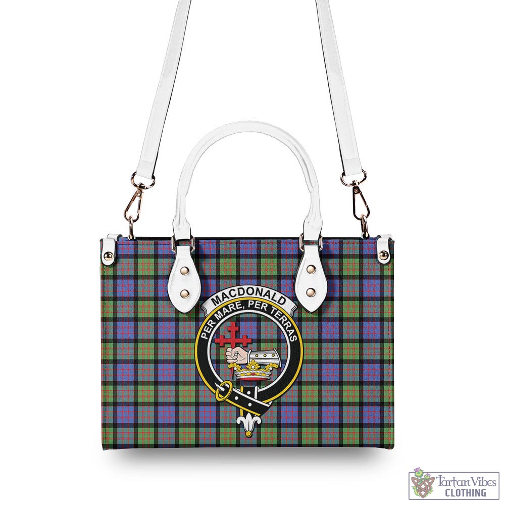 Tartan Vibes Clothing MacDonald Ancient Tartan Luxury Leather Handbags with Family Crest