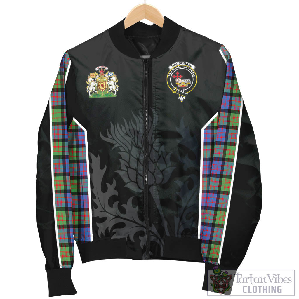 Tartan Vibes Clothing MacDonald Ancient Tartan Bomber Jacket with Family Crest and Scottish Thistle Vibes Sport Style