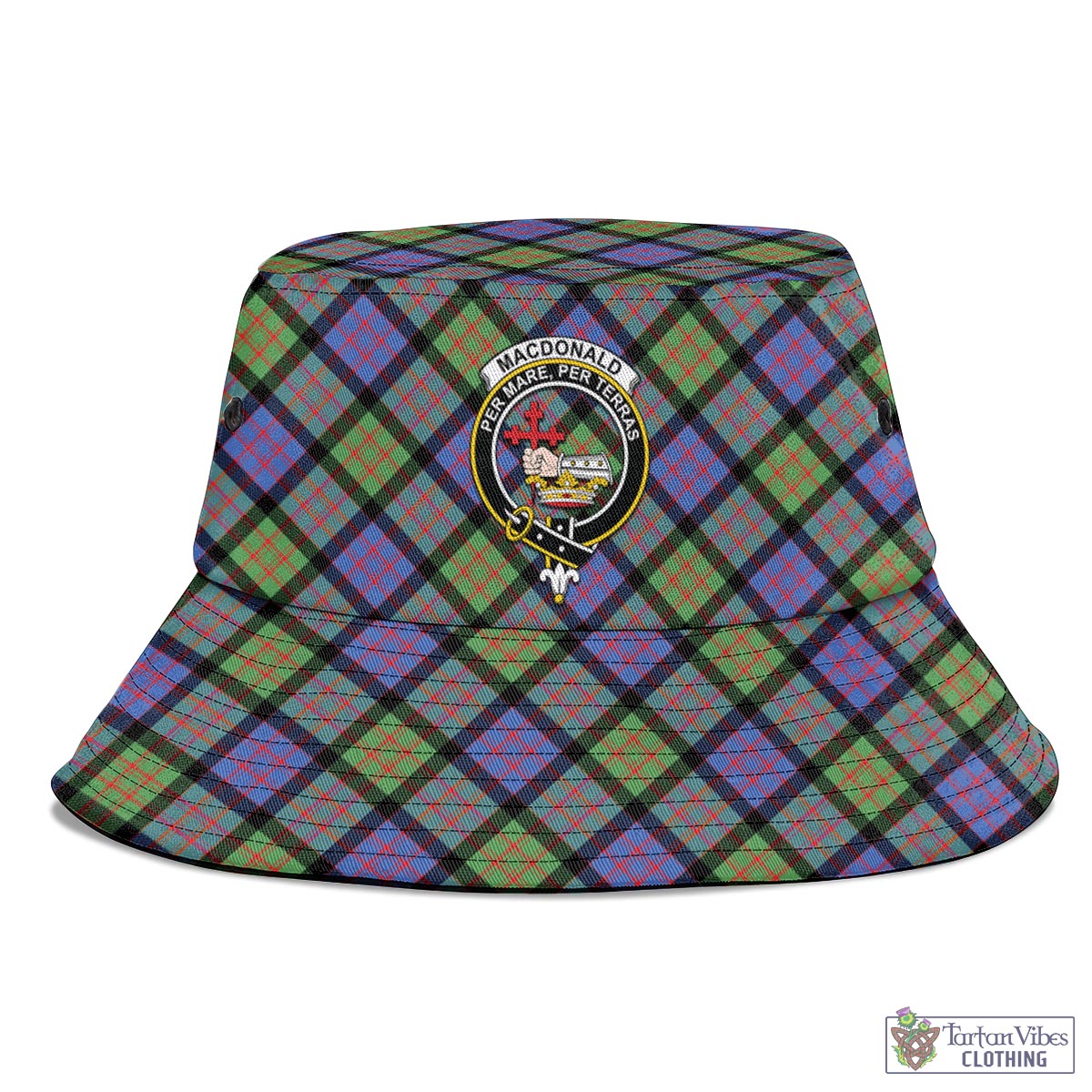 Tartan Vibes Clothing MacDonald Ancient Tartan Bucket Hat with Family Crest