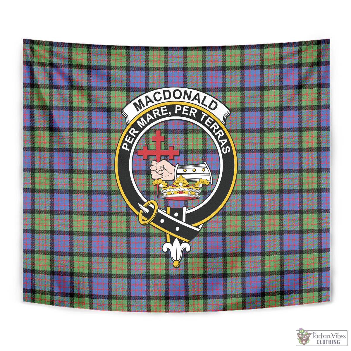 Tartan Vibes Clothing MacDonald Ancient Tartan Tapestry Wall Hanging and Home Decor for Room with Family Crest