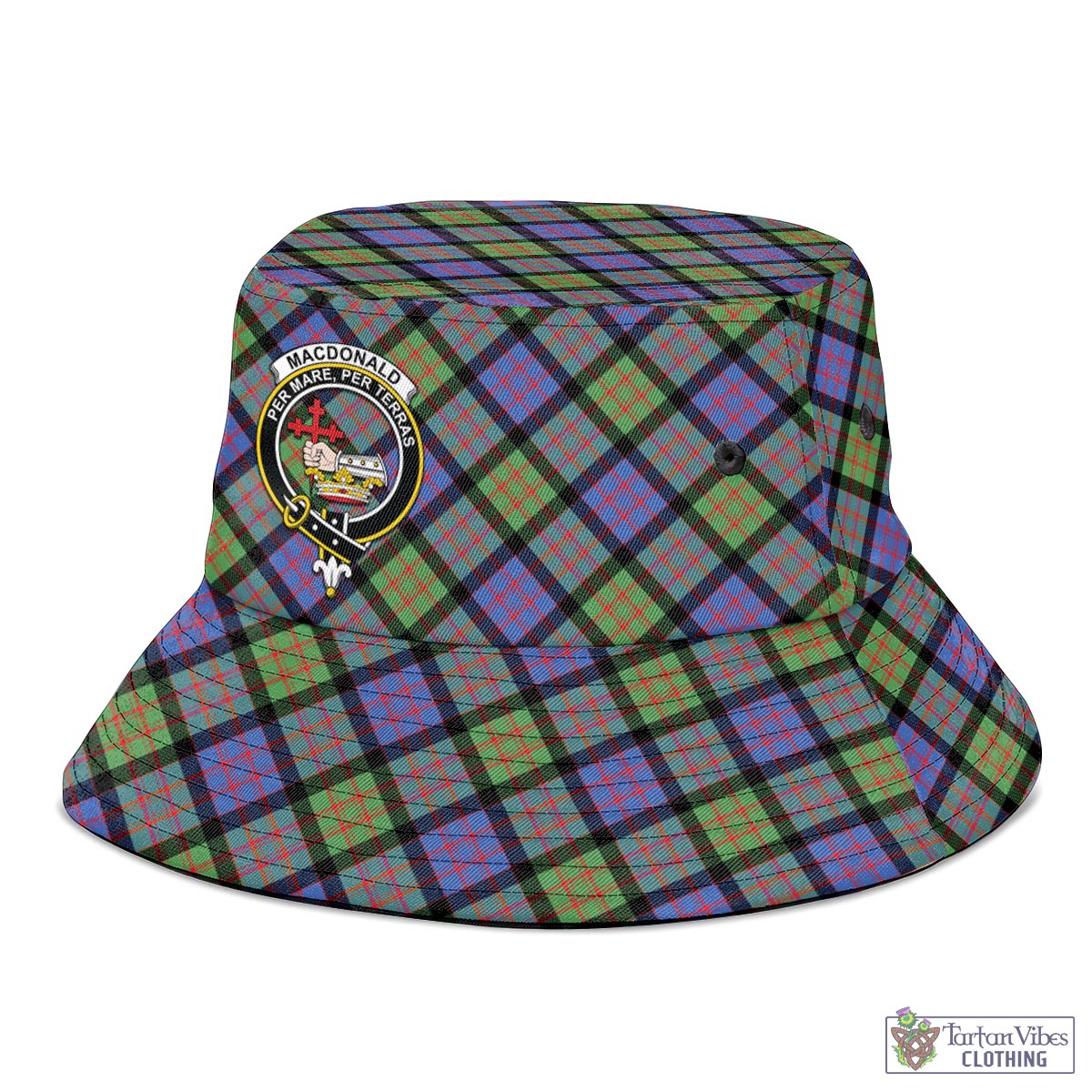 Tartan Vibes Clothing MacDonald Ancient Tartan Bucket Hat with Family Crest