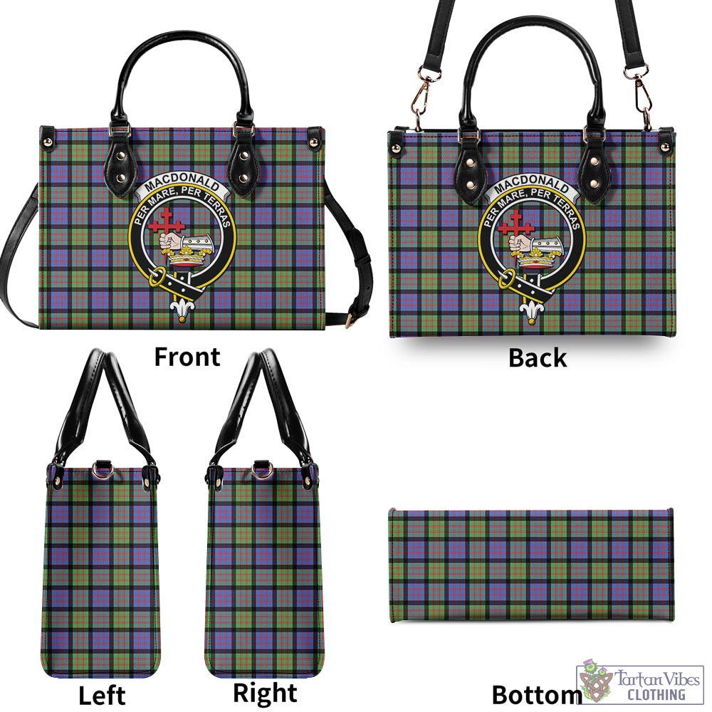 Tartan Vibes Clothing MacDonald Ancient Tartan Luxury Leather Handbags with Family Crest