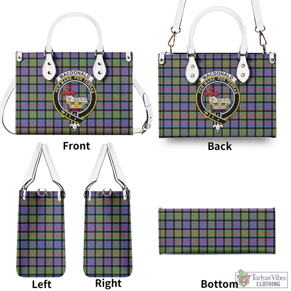 Tartan Vibes Clothing MacDonald Ancient Tartan Luxury Leather Handbags with Family Crest