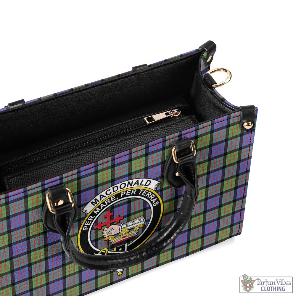 Tartan Vibes Clothing MacDonald Ancient Tartan Luxury Leather Handbags with Family Crest