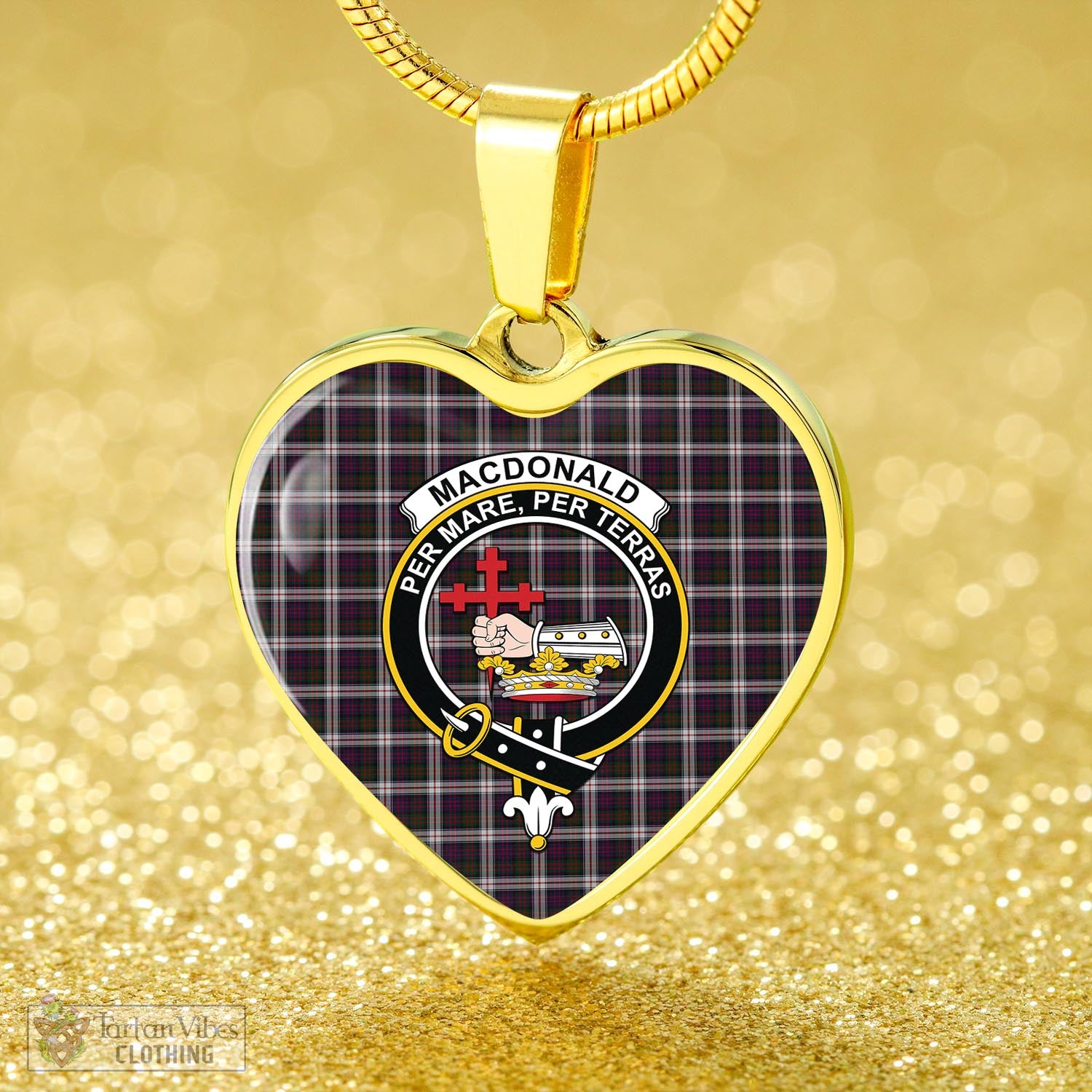 Tartan Vibes Clothing MacDonald Dress Tartan Heart Necklace with Family Crest