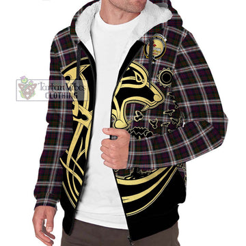 MacDonald Dress Tartan Sherpa Hoodie with Family Crest Celtic Wolf Style