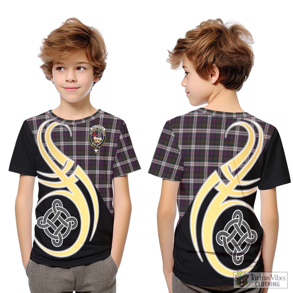 MacDonald Dress Tartan Kid T-Shirt with Family Crest and Celtic Symbol Style Youth XL Size14 - Tartan Vibes Clothing