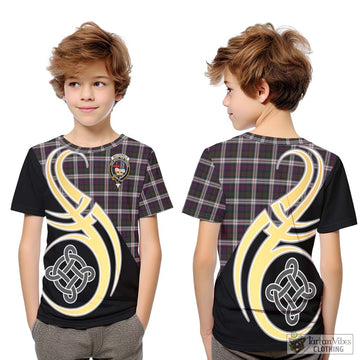 MacDonald Dress Tartan Kid T-Shirt with Family Crest and Celtic Symbol Style