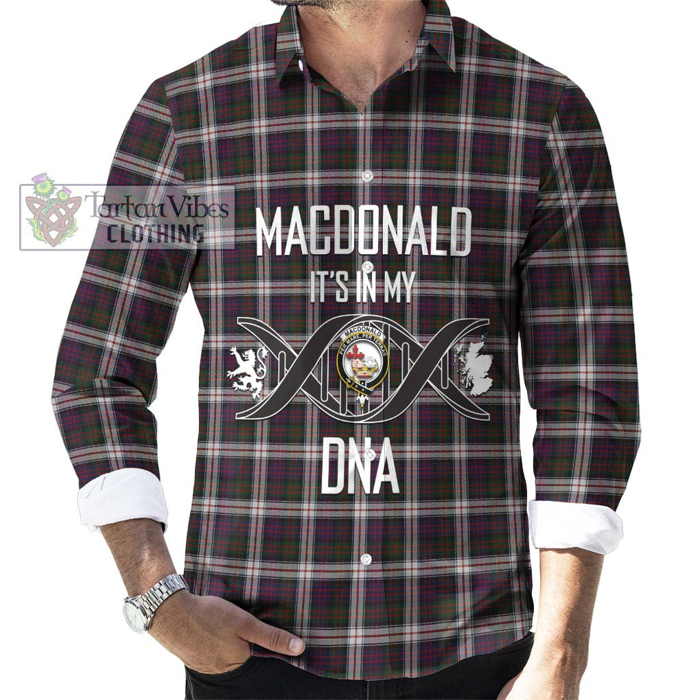 MacDonald Dress Tartan Long Sleeve Button Shirt with Family Crest DNA In Me Style Men's Shirt S - Tartanvibesclothing Shop