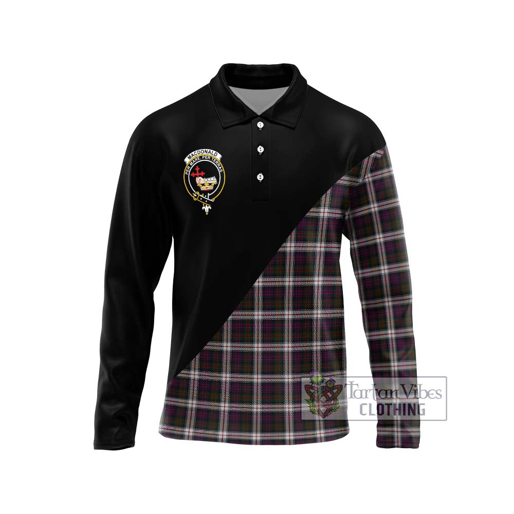 MacDonald Dress Tartan Long Sleeve Polo Shirt with Family Crest and Military Logo Style Unisex - Tartanvibesclothing Shop