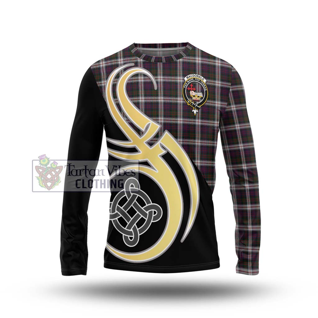 MacDonald Dress Tartan Long Sleeve T-Shirt with Family Crest and Celtic Symbol Style Unisex - Tartan Vibes Clothing