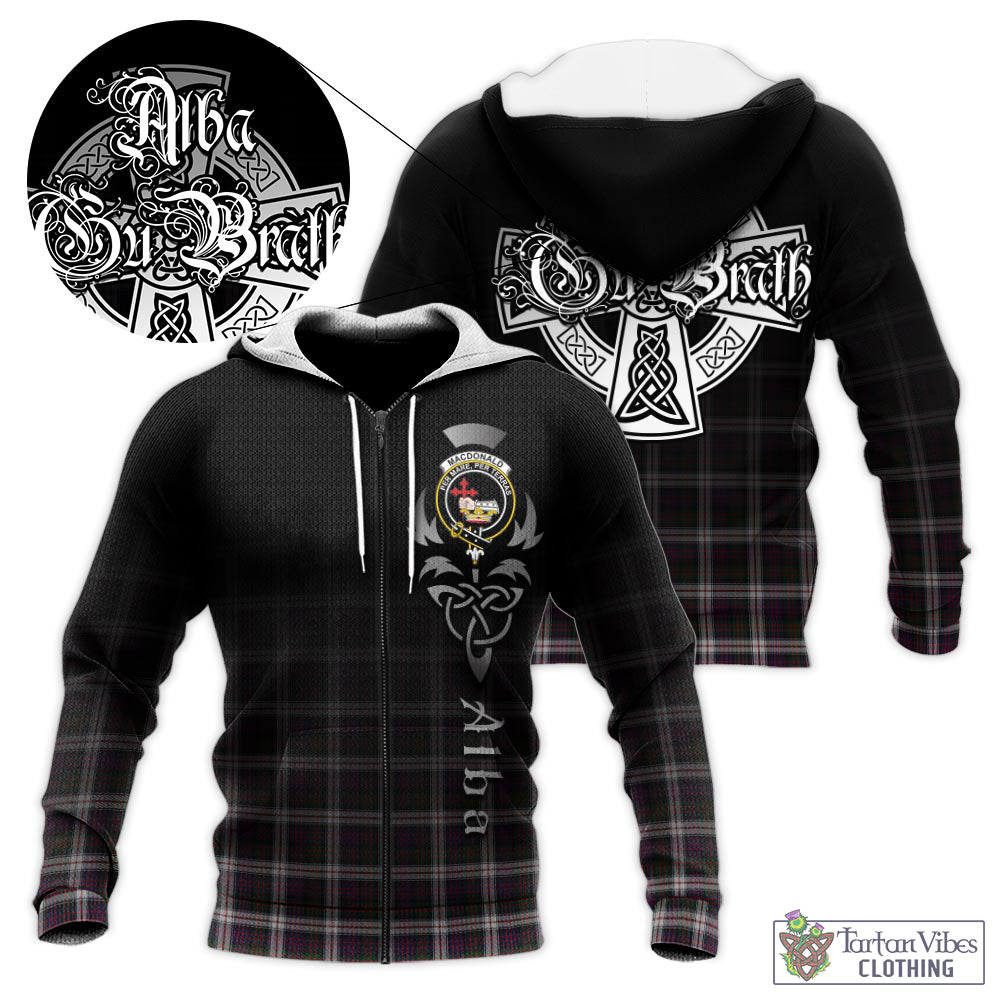 Tartan Vibes Clothing MacDonald Dress Tartan Knitted Hoodie Featuring Alba Gu Brath Family Crest Celtic Inspired