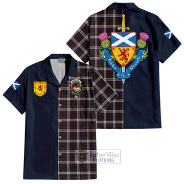 MacDonald Dress Tartan Short Sleeve Button Shirt Alba with Scottish Lion Royal Arm Half Style