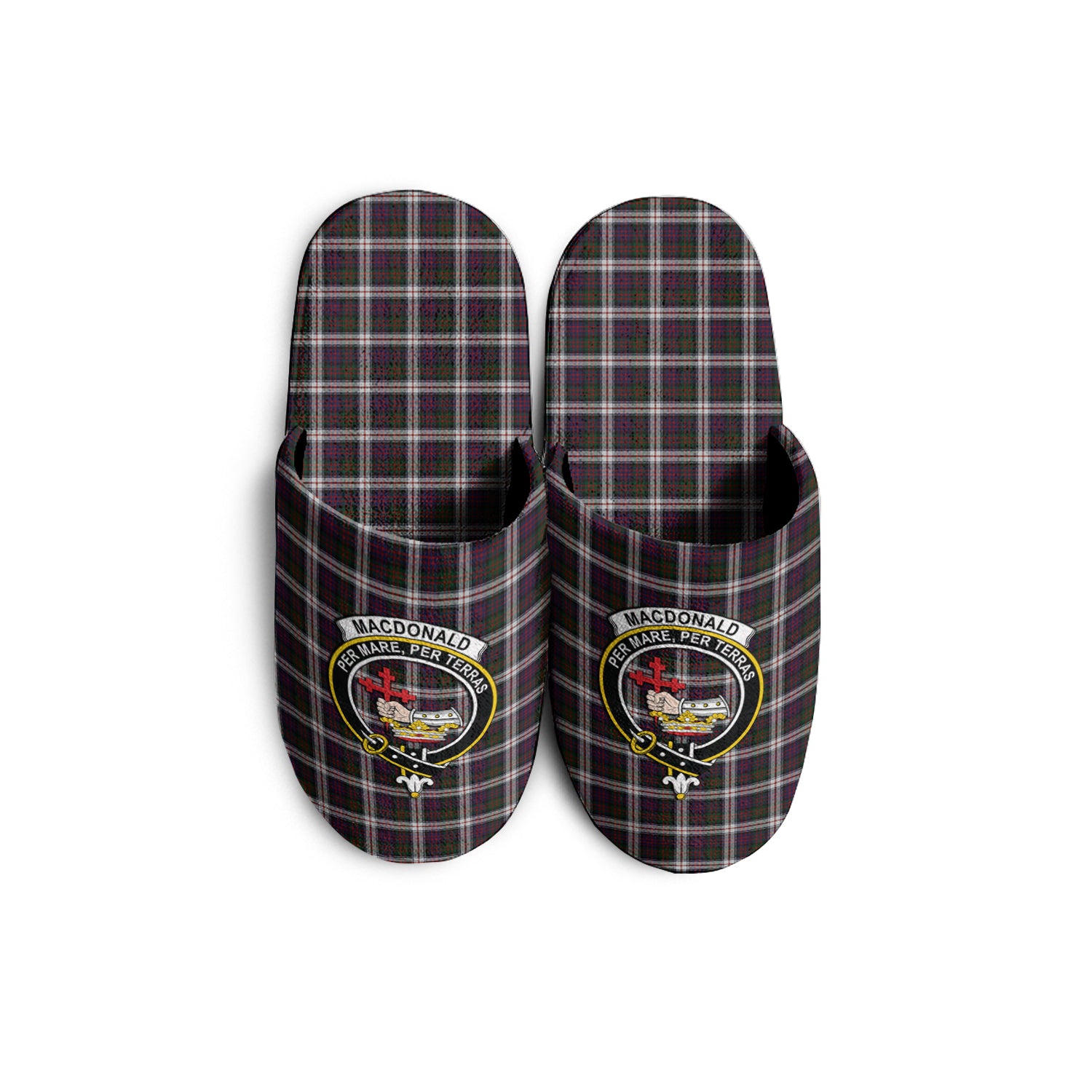 MacDonald Dress Tartan Home Slippers with Family Crest - Tartanvibesclothing