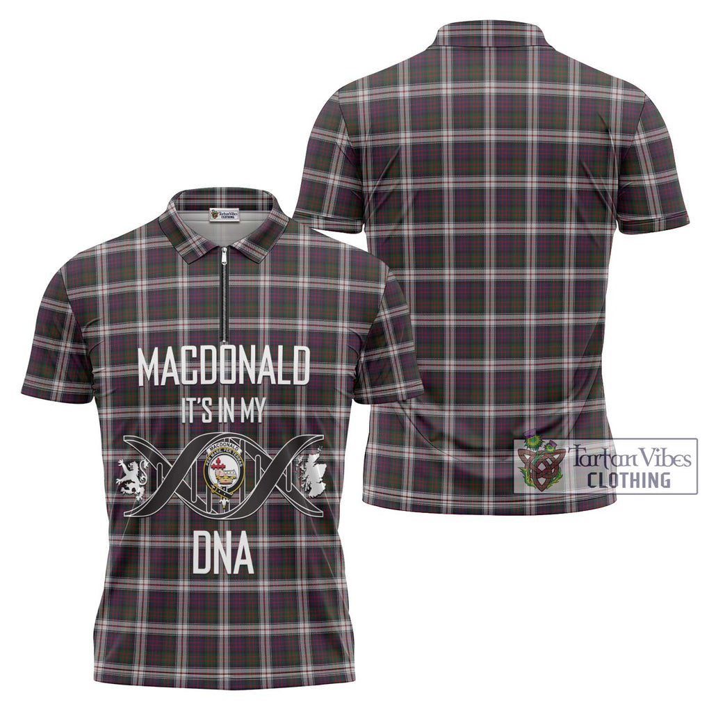 MacDonald Dress Tartan Zipper Polo Shirt with Family Crest DNA In Me Style Unisex - Tartanvibesclothing Shop