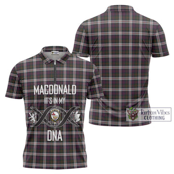 MacDonald Dress Tartan Zipper Polo Shirt with Family Crest DNA In Me Style