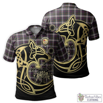 MacDonald Dress Tartan Polo Shirt with Family Crest Celtic Wolf Style