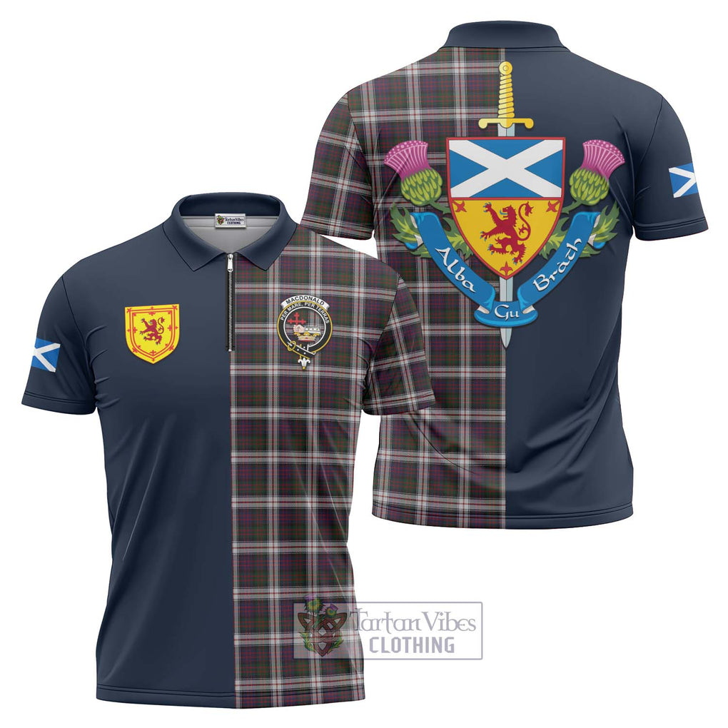 Tartan Vibes Clothing MacDonald Dress Tartan Zipper Polo Shirt with Scottish Lion Royal Arm Half Style