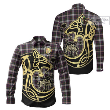 MacDonald Dress Tartan Long Sleeve Button Shirt with Family Crest Celtic Wolf Style