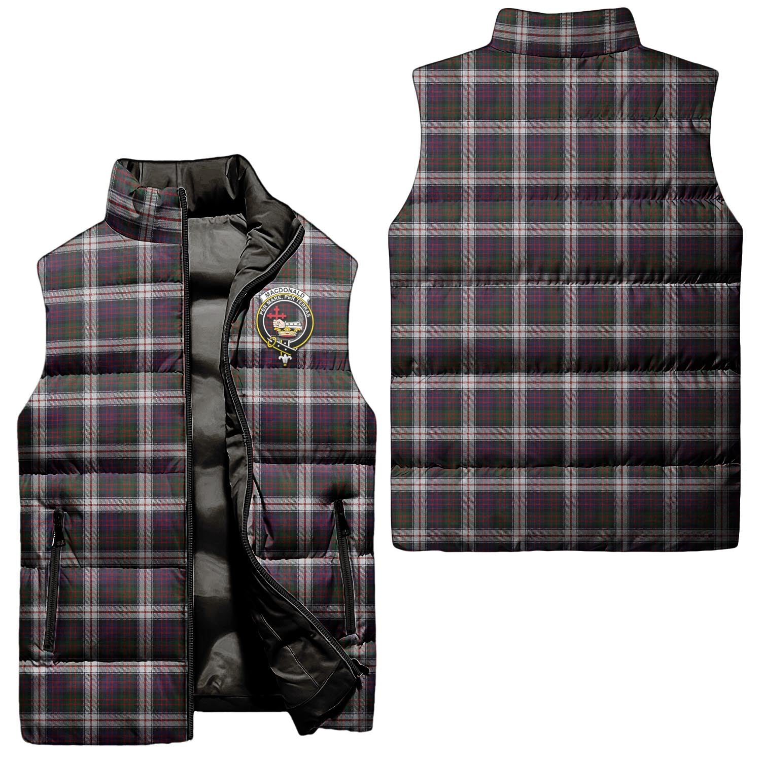 MacDonald Dress Tartan Sleeveless Puffer Jacket with Family Crest Unisex - Tartanvibesclothing