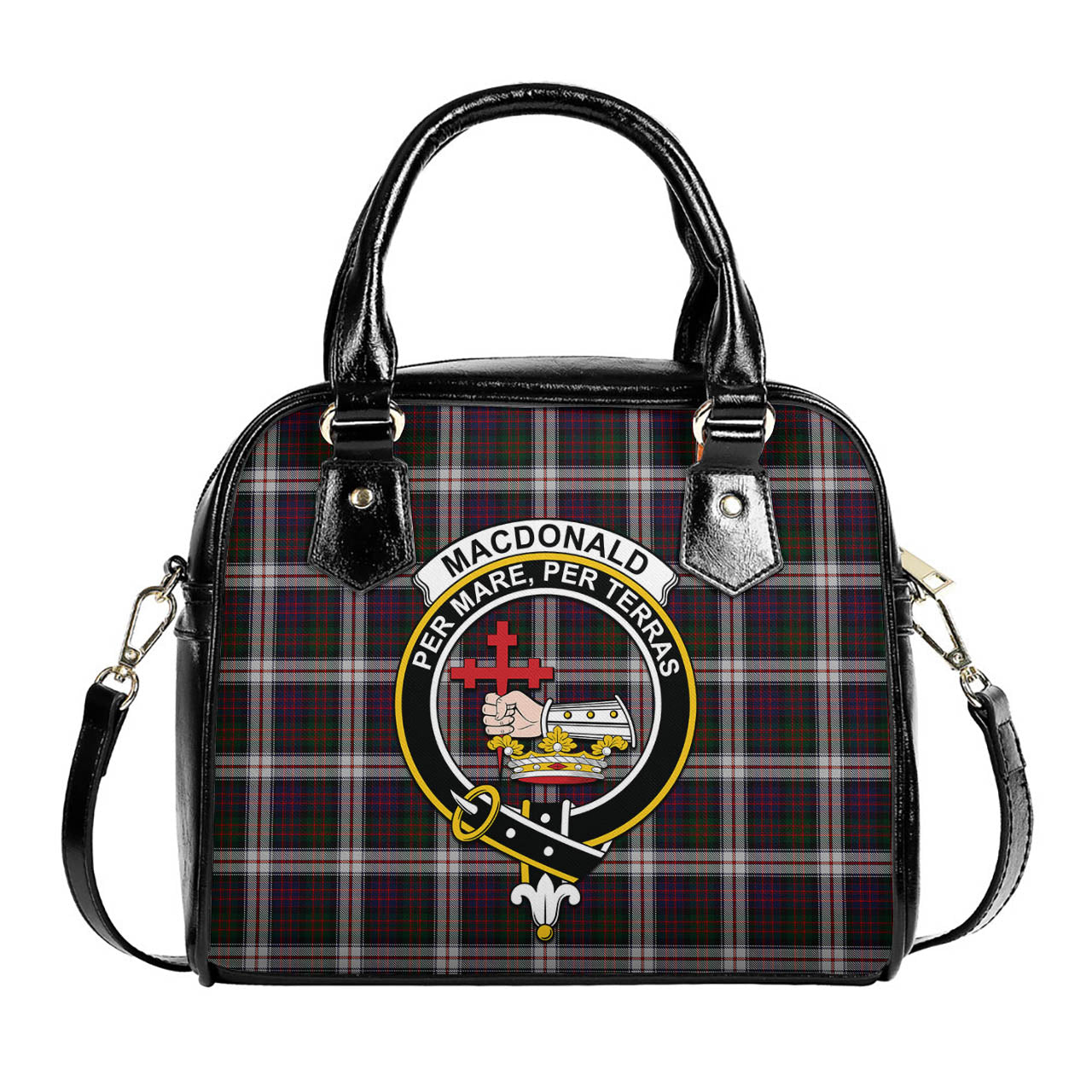 MacDonald Dress Tartan Shoulder Handbags with Family Crest One Size 6*25*22 cm - Tartanvibesclothing