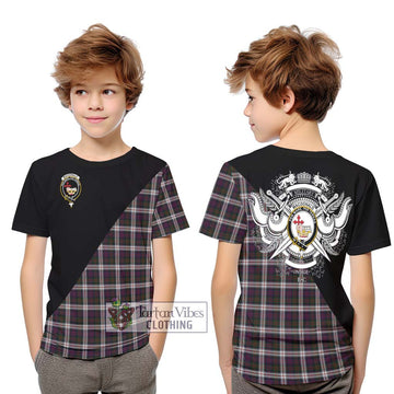 MacDonald Dress Tartan Kid T-Shirt with Family Crest and Military Logo Style