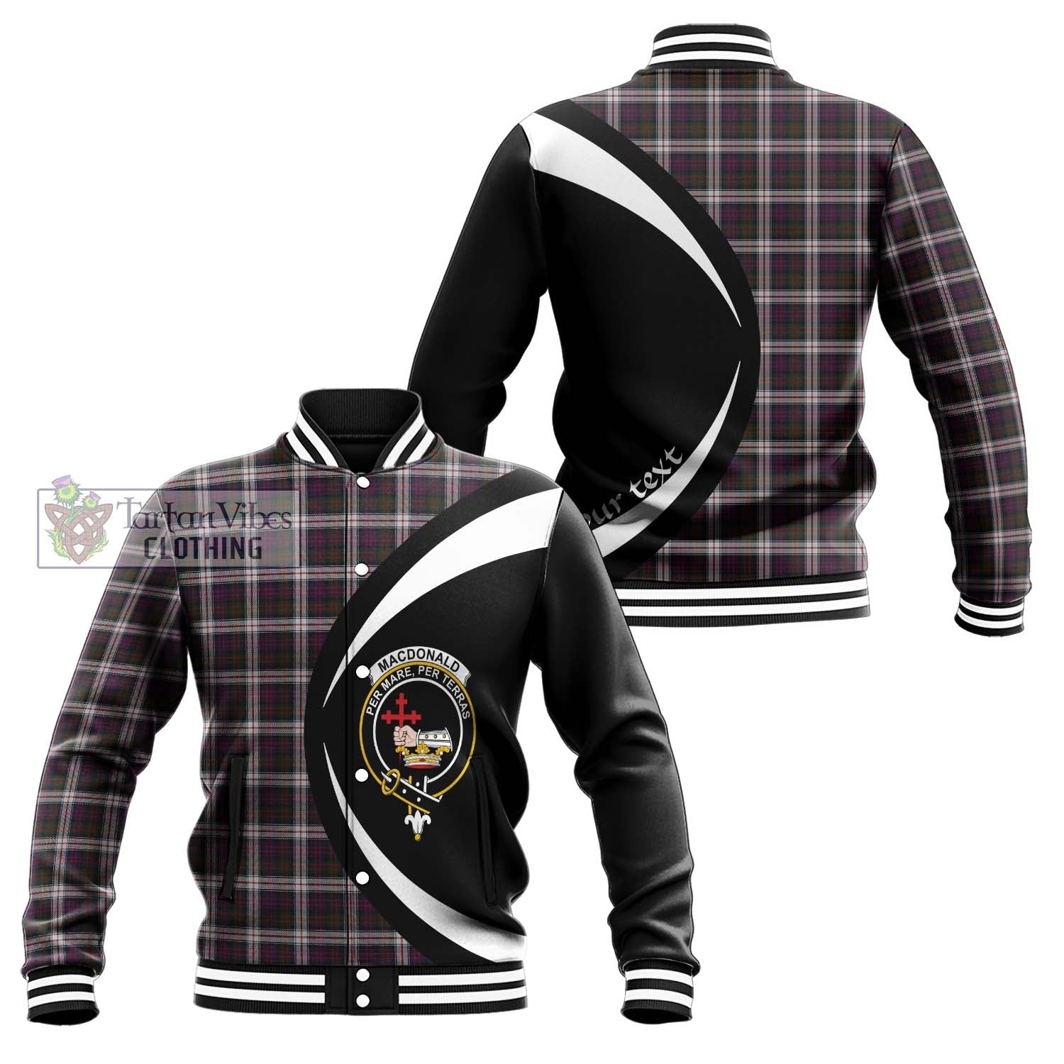 MacDonald Dress Tartan Baseball Jacket with Family Crest Circle Style Unisex - Tartan Vibes Clothing