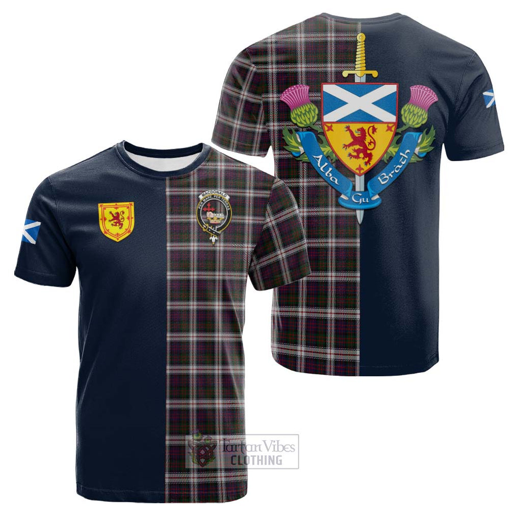 Tartan Vibes Clothing MacDonald Dress Tartan Cotton T-shirt with Scottish Lion Royal Arm Half Style