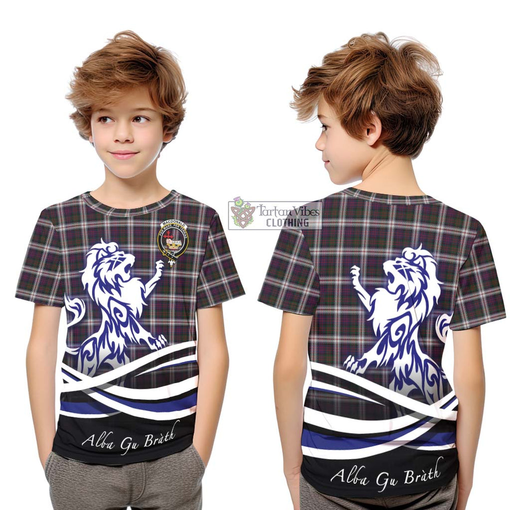 MacDonald Dress Tartan Kid T-Shirt with Alba Gu Brath Regal Lion Emblem Youth XL Size14 - Tartanvibesclothing Shop