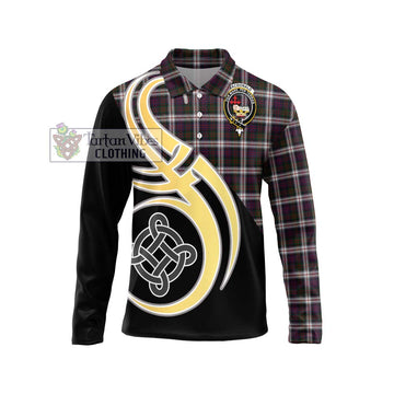 MacDonald Dress Tartan Long Sleeve Polo Shirt with Family Crest and Celtic Symbol Style