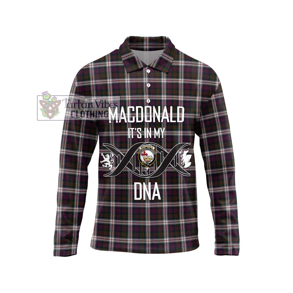 MacDonald Dress Tartan Long Sleeve Polo Shirt with Family Crest DNA In Me Style Unisex - Tartanvibesclothing Shop