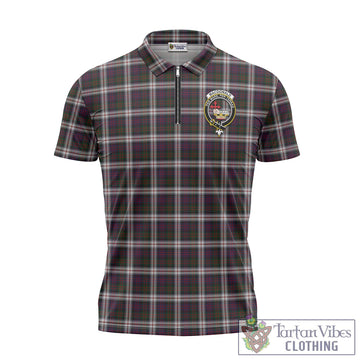 MacDonald Dress Tartan Zipper Polo Shirt with Family Crest