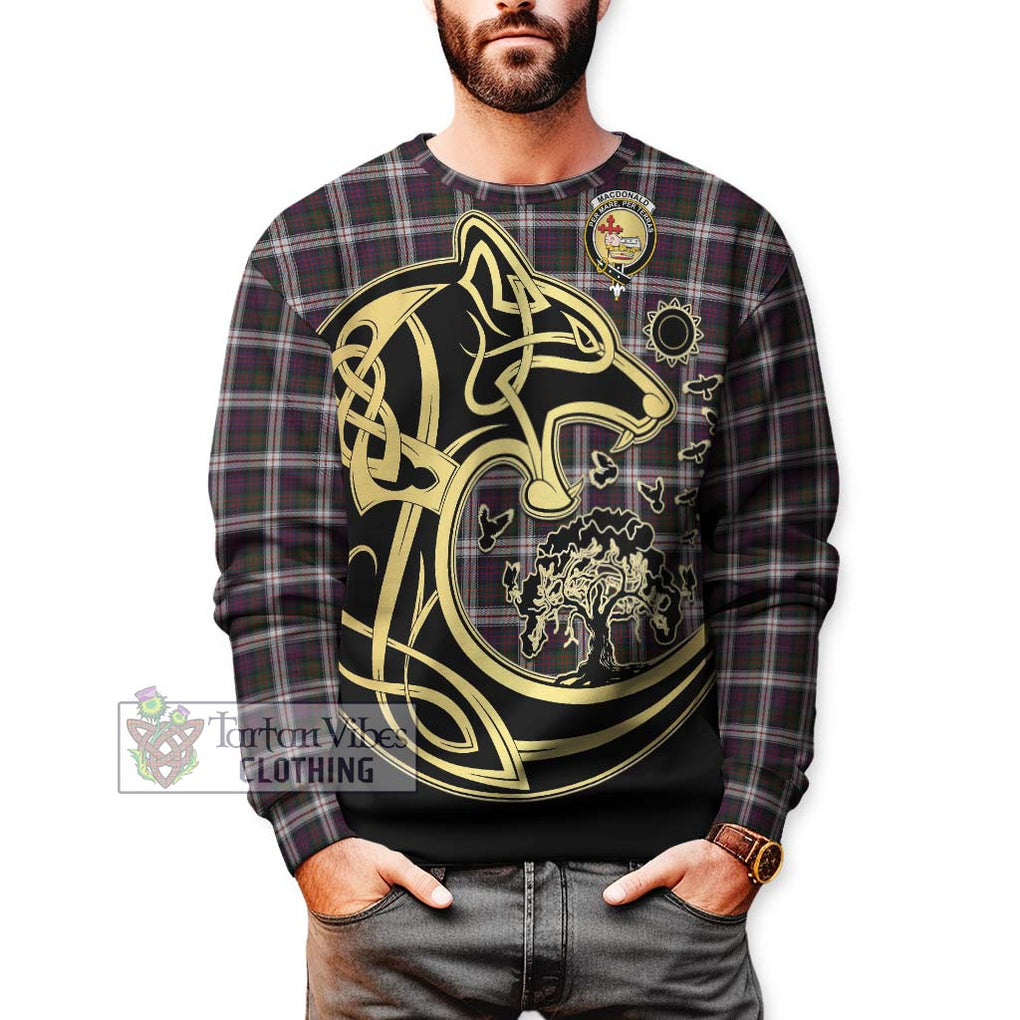 MacDonald Dress Tartan Sweatshirt with Family Crest Celtic Wolf Style Unisex - Tartan Vibes Clothing