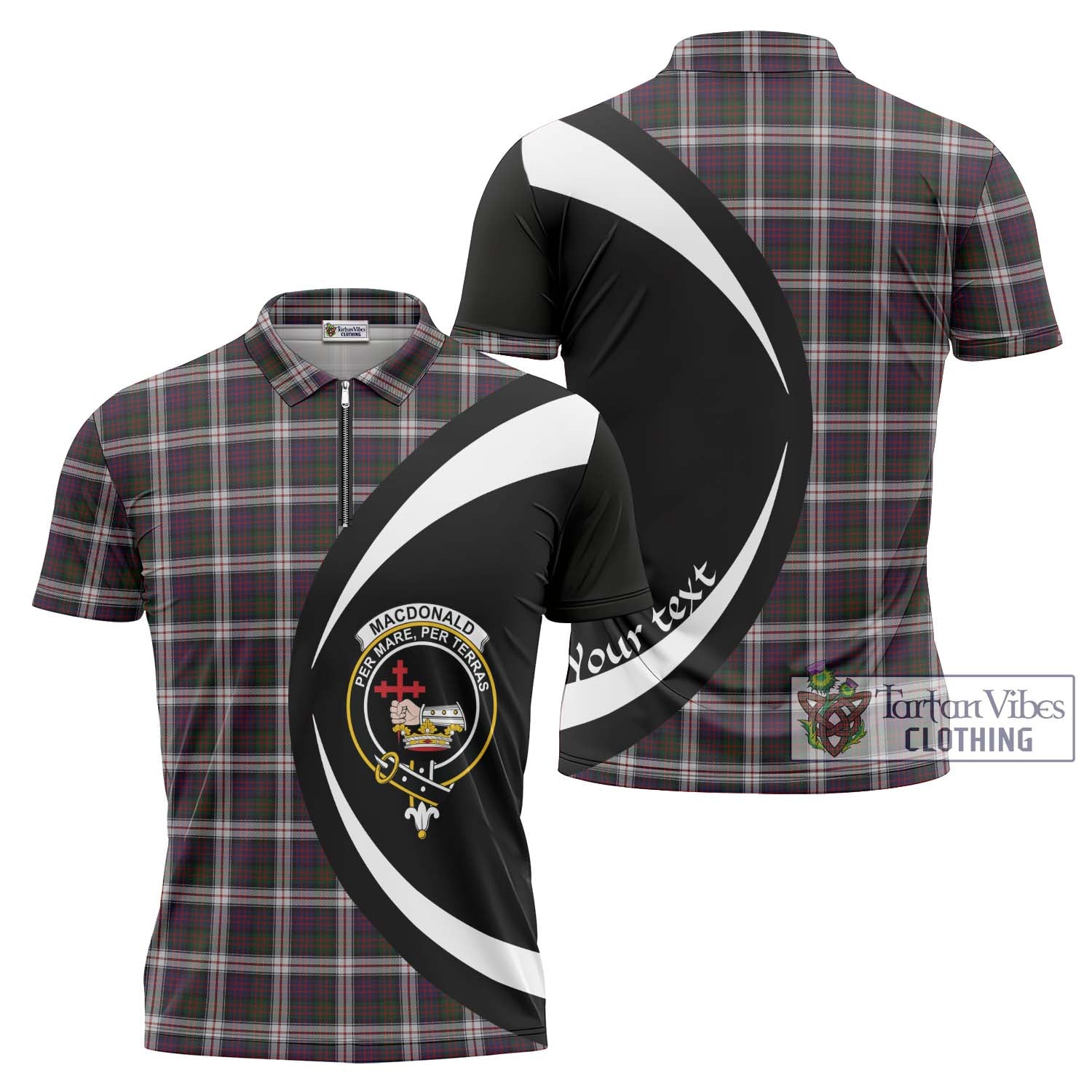 Tartan Vibes Clothing MacDonald Dress Tartan Zipper Polo Shirt with Family Crest Circle Style