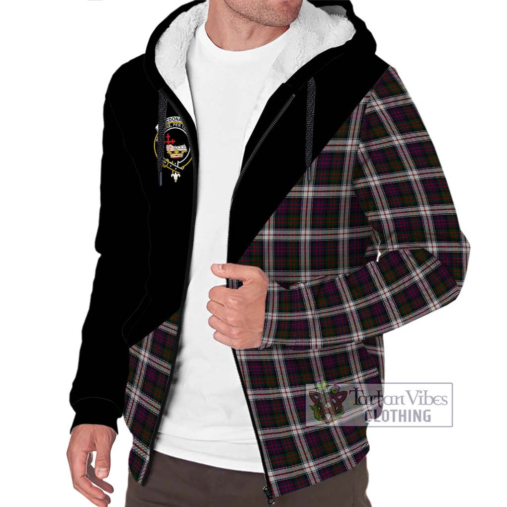 MacDonald Dress Tartan Sherpa Hoodie with Family Crest and Military Logo Style Unisex S - Tartanvibesclothing Shop