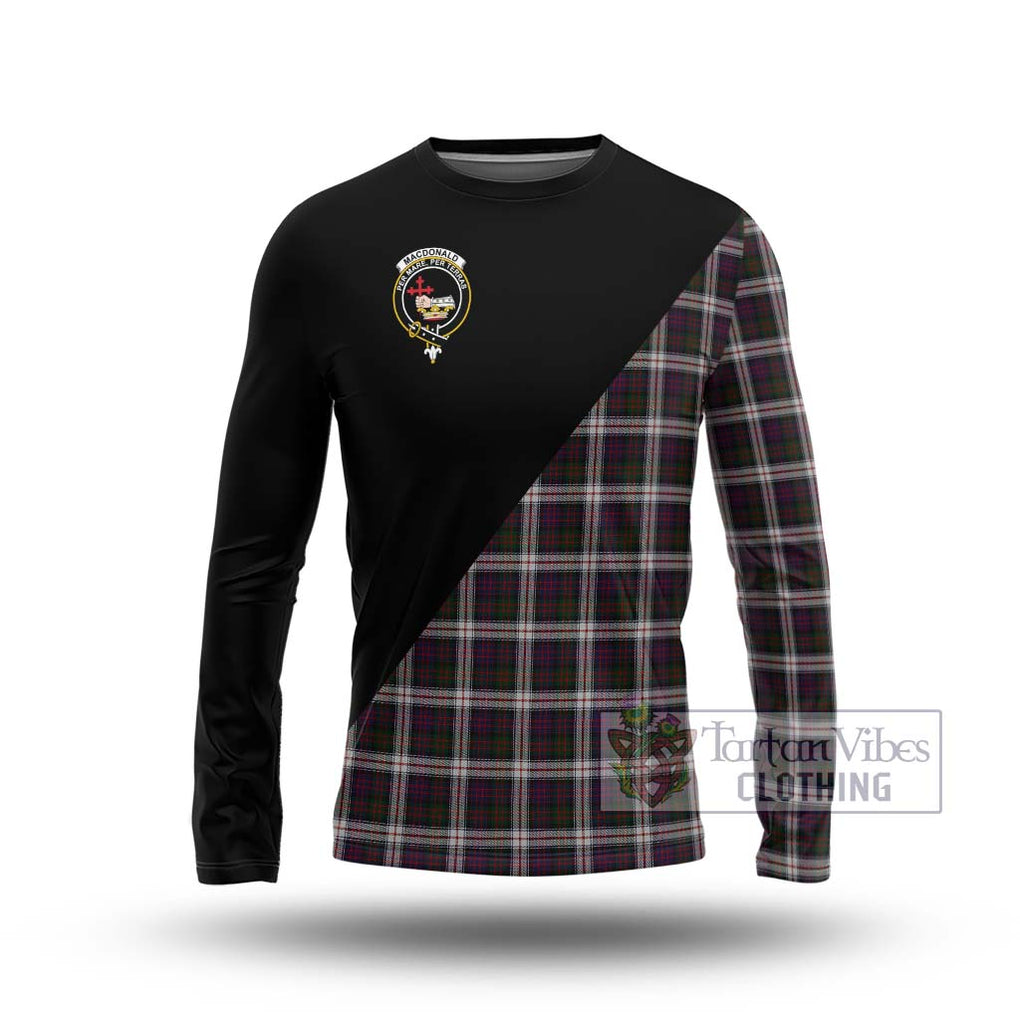 MacDonald Dress Tartan Long Sleeve T-Shirt with Family Crest and Military Logo Style Unisex - Tartanvibesclothing Shop