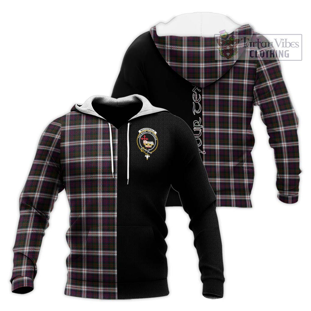 MacDonald Dress Tartan Knitted Hoodie with Family Crest and Half Of Me Style Unisex Knitted Pullover Hoodie - Tartanvibesclothing Shop