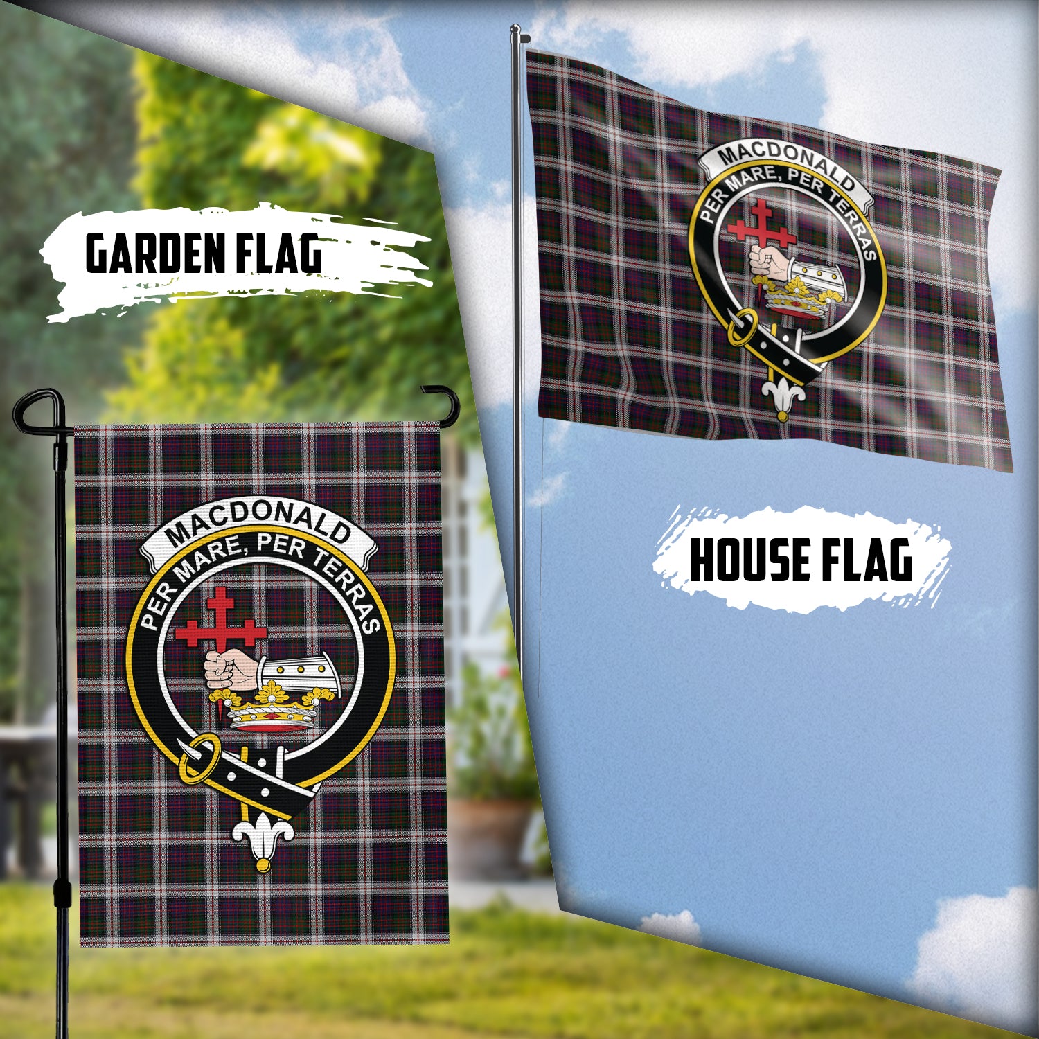 MacDonald Dress Tartan Flag with Family Crest Garden Flag (Vertical) - Tartan Vibes Clothing