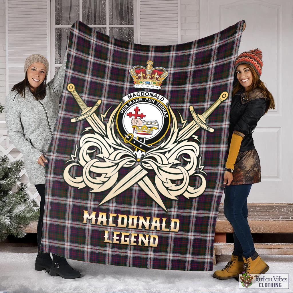 Tartan Vibes Clothing MacDonald Dress Tartan Blanket with Clan Crest and the Golden Sword of Courageous Legacy