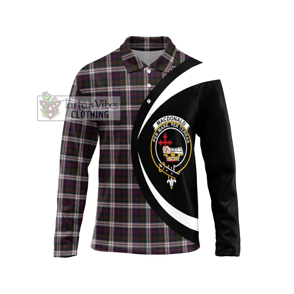 MacDonald Dress Tartan Long Sleeve Polo Shirt with Family Crest Circle Style Unisex - Tartan Vibes Clothing