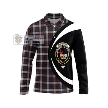 MacDonald Dress Tartan Long Sleeve Polo Shirt with Family Crest Circle Style