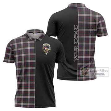 MacDonald Dress Tartan Zipper Polo Shirt with Family Crest and Half Of Me Style