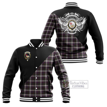 MacDonald Dress Tartan Baseball Jacket with Family Crest and Military Logo Style