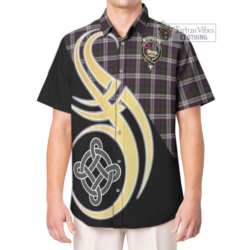 MacDonald Dress Tartan Short Sleeve Button Shirt with Family Crest and Celtic Symbol Style Kid - Tartan Vibes Clothing