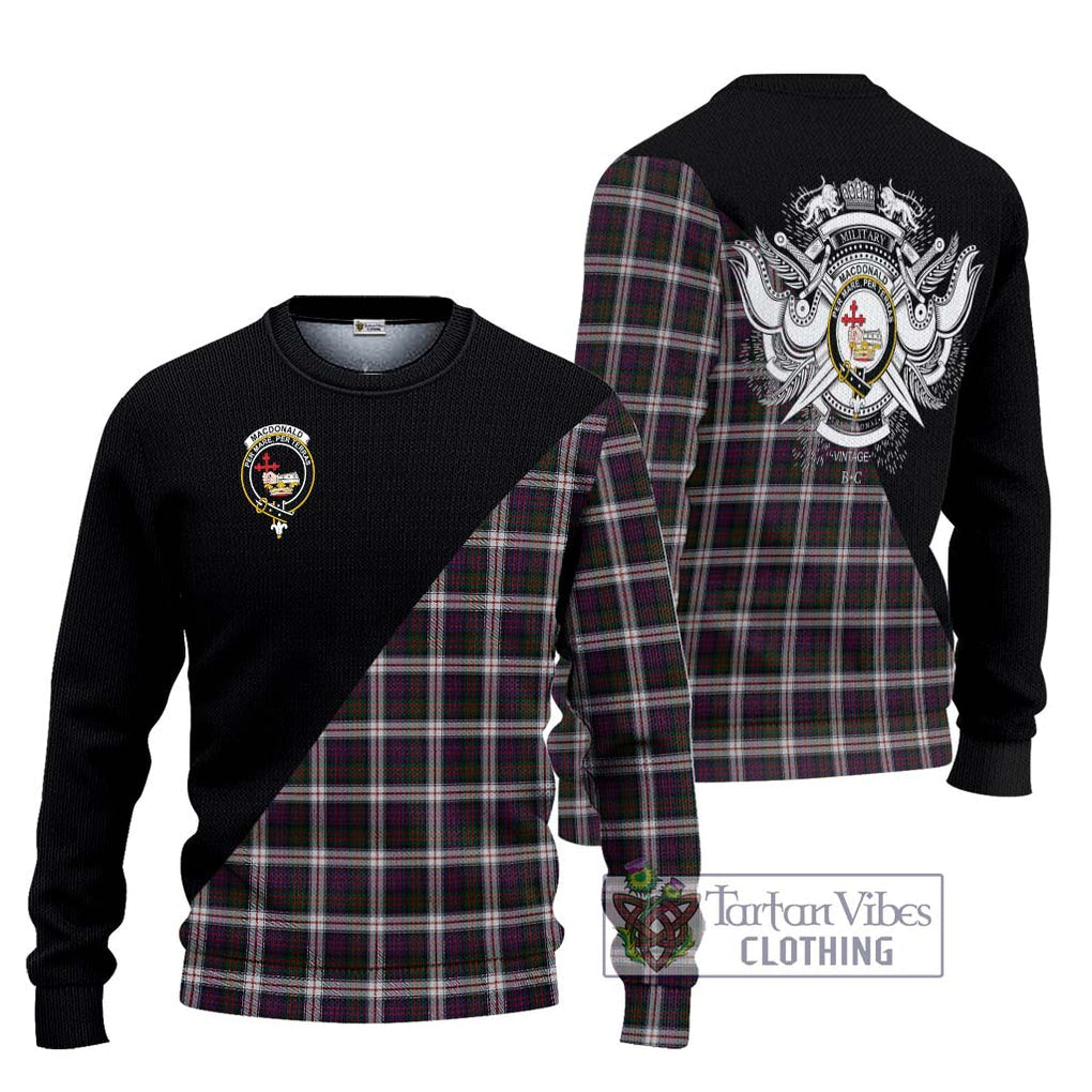 MacDonald Dress Tartan Knitted Sweater with Family Crest and Military Logo Style Unisex - Tartanvibesclothing Shop